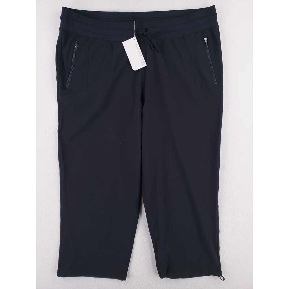 Fabletics Pant Women Extra Large Black Calama Crop Wide Leg Boho Yoga Athleisure